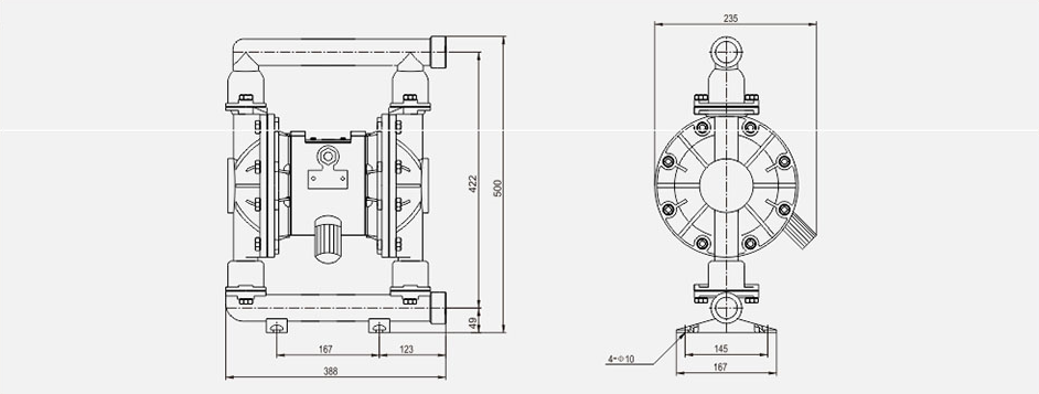 氣動隔膜泵QBK-40不銹鋼泵201-尺寸