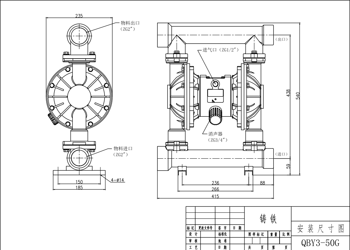 QBK3-50襯氟氣動(dòng)隔膜泵-尺寸